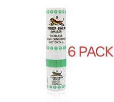 6 Pack Of Tiger Balm Nasal Congestion Cold Inhaler Menthal Relieve Herb Stick