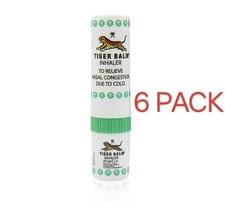 6 Pack Of Tiger Balm Nasal Congestion Cold Inhaler Menthal Relieve Herb Stick