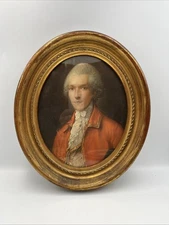 Antique Vintage Oval Wooden Framed Count Rumford Portrait 8” X 10” Glass