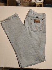 Wrangler Jeans Mens 36x36 Light Wash Regular Fit 13MWZGH Denim Western USA Made
