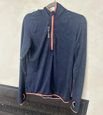 Reebok CrossFit Women s Hooded 1/4 Zip Pullover Hoodie Blue Orange M