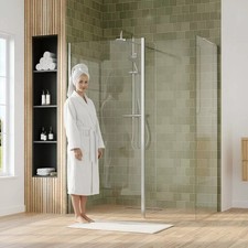 Image of 8mm Wetroom Screen 1850mm inc Hinged Panel Glass Chrome 700, 800, 900 & 1000mm