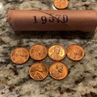 6 six Lincoln Wheat Small Cent 1957-D Copper RD BU from obw roll Denver US Coin