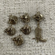 Vintage Gold Toned Western Horse Cowboy Boot Blouse Button Covers Lot Of 6