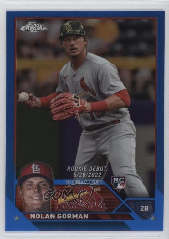 2023 Topps Chrome Update Rookie Debut Blue Refractor 111/150 Nolan Gorman 0w3