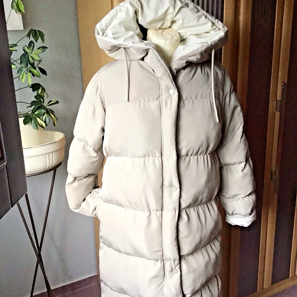 Damen Steppmantel Winterjacke sehr warm Stein  gepflegt wendbar  L 40/42 - Bild 3 von 4