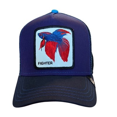 Goorin Animal Trucker hat Bros Farmer Fighter Betta Fish Blue Red Mesh Snapback