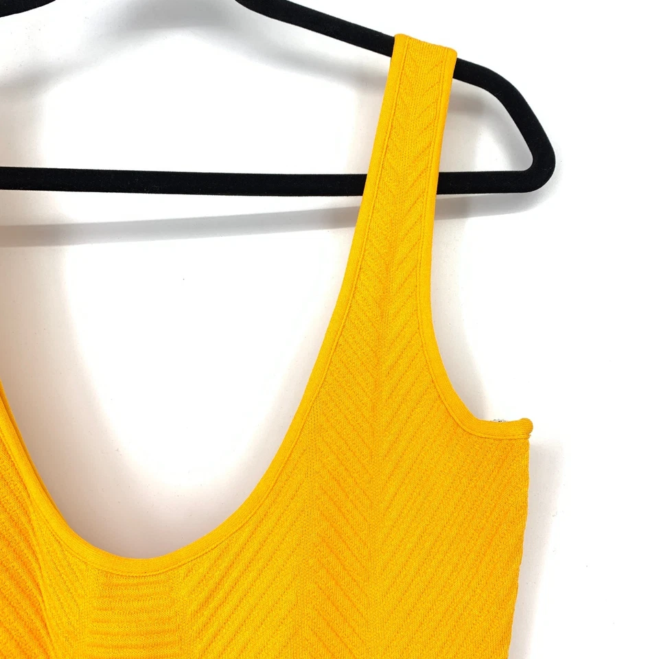 Mini Vestido Herve Leger Otomano Cuello Redondo Acanalado Para Mujer Talla M Amarillo Dorado  Foto 4 de 4