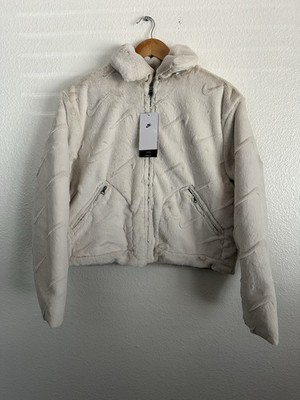 Nike Sportswear All Over Swoosh Logo Teddy Jacket Loose Fit ACG Women Size Small