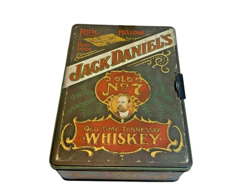 Vintage Jack Daniels Tin Box Old No.7 Tennessee Whiskey Hinged w/ Inserts