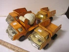 Lot of 4 Vintage 1970's Tiny ORANGE Tonka DUMP TRUCK Pressed Steel Truck 9"