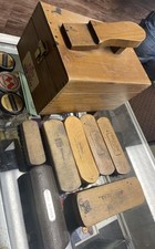 VINTAGE Kiwi Shoe Server Wooden Box Shoe Shine with Contents Brushes, Polish Etc