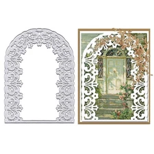 Flower Arch Metal Cutting Dies for Card Making, Vintage Gate Frame Background...