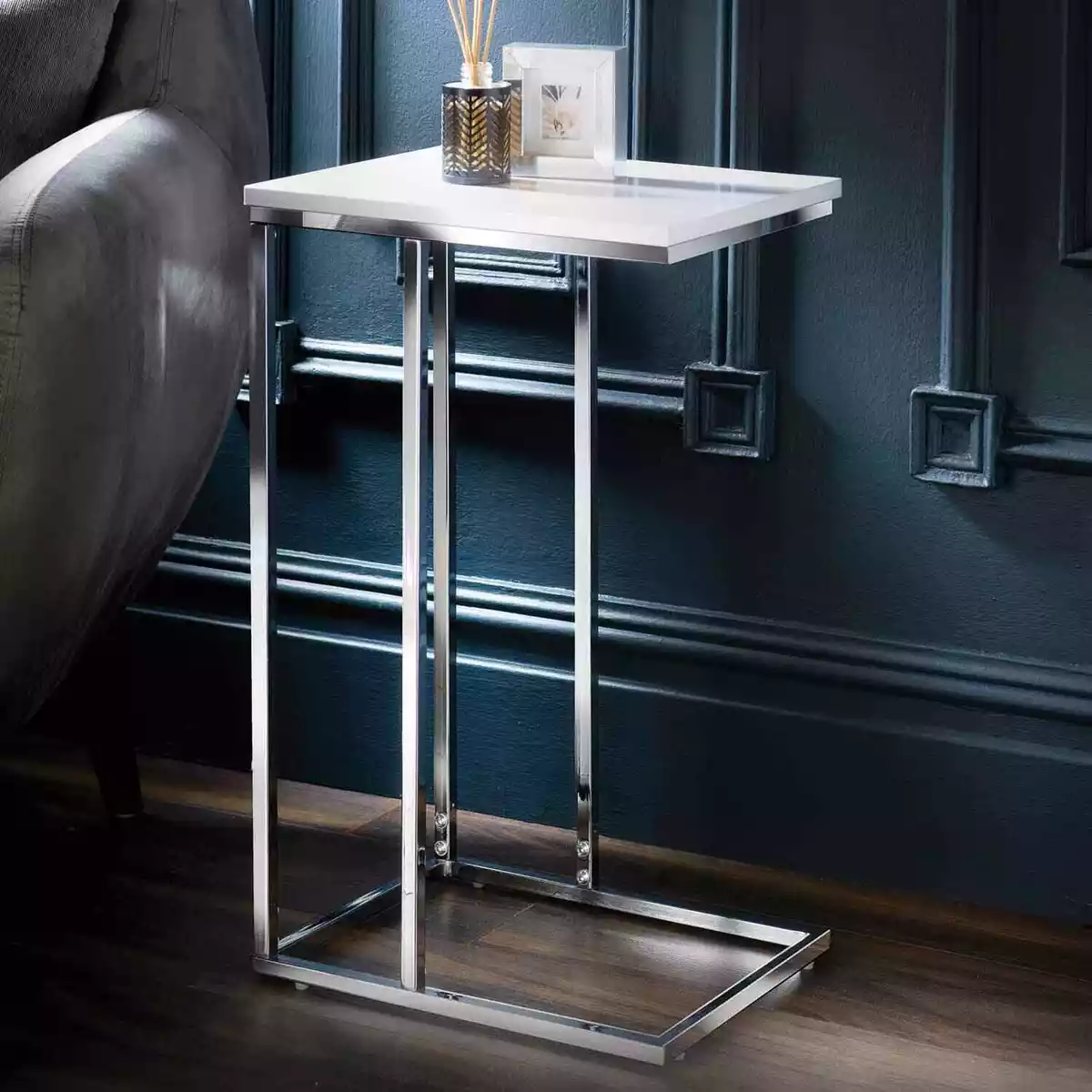 C shaped table white outlet