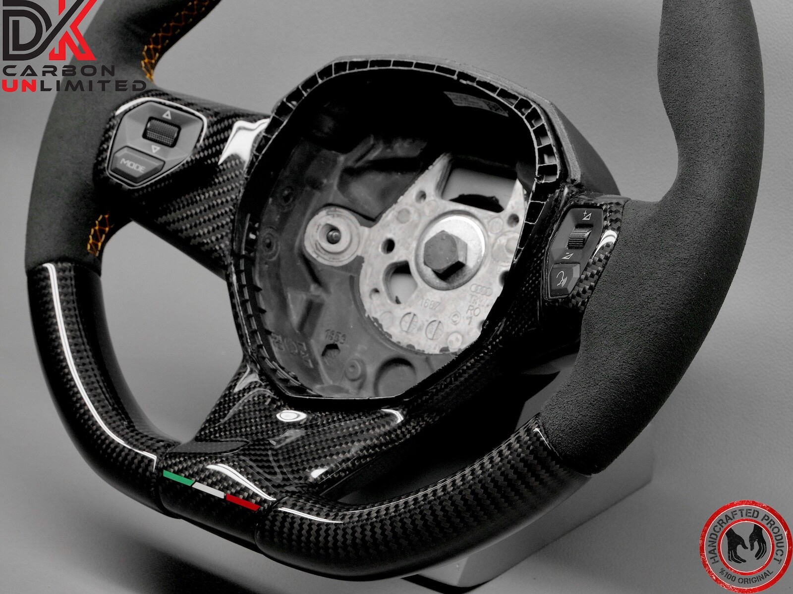 Lamborghini LP700 Aventador SVJ Alcantara Orange Stitch Carbon Steering Wheel v4