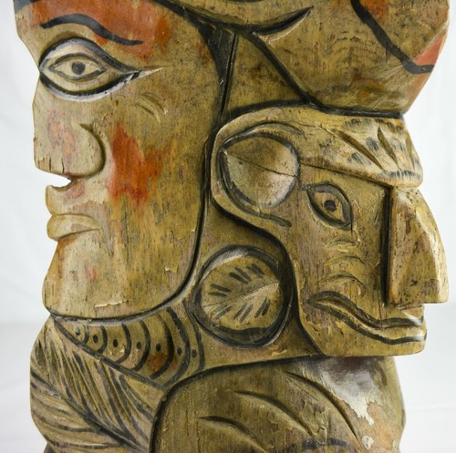 South American Mayan Mexico Chief Mask Hand Carved Solid Wood Decoration - Picture 9 of 12