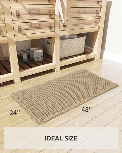 Tappeto Boho Waffle Runner - 2' x 4' assorbente, antimacchia e lavabile in lavatrice - Foto 4 di 9