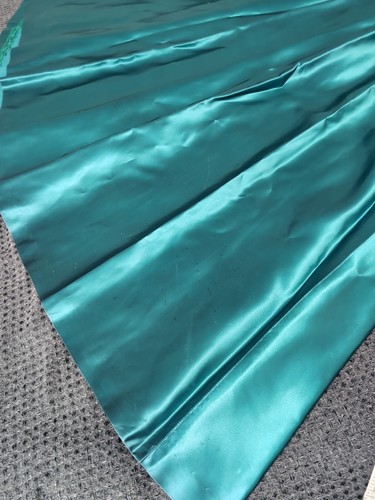 Vintage Teal High Waist Long Taffeta Satin Skirt Iridescent 26" Waist - Picture 17 of 21