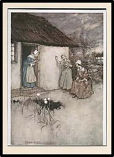 Original Vintage Offset Color Print Arthur Rackham 'The Good Wives' From Rip Van