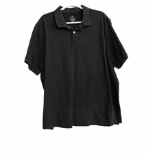 George Mens Black Polo Shirt Solid Casual Stretch Collared Short Sleeve 2XL