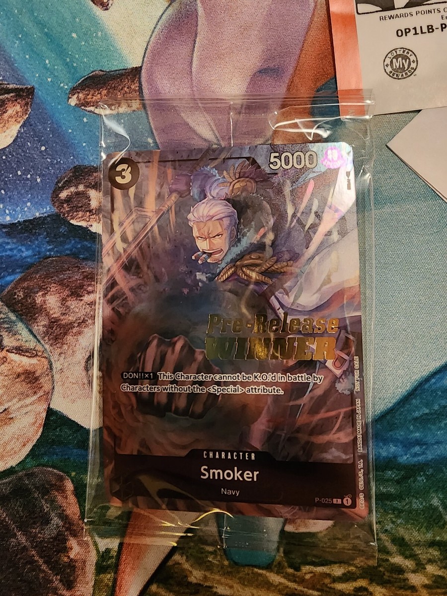 One Piece Card Game - Smoker (Winner) P-025 Pre Release Paramount War OP2  Sealed