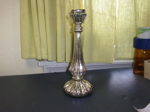 silver mercury glass 12 1/2" high candel holder rn119316 made in india - Picture 2 of 12