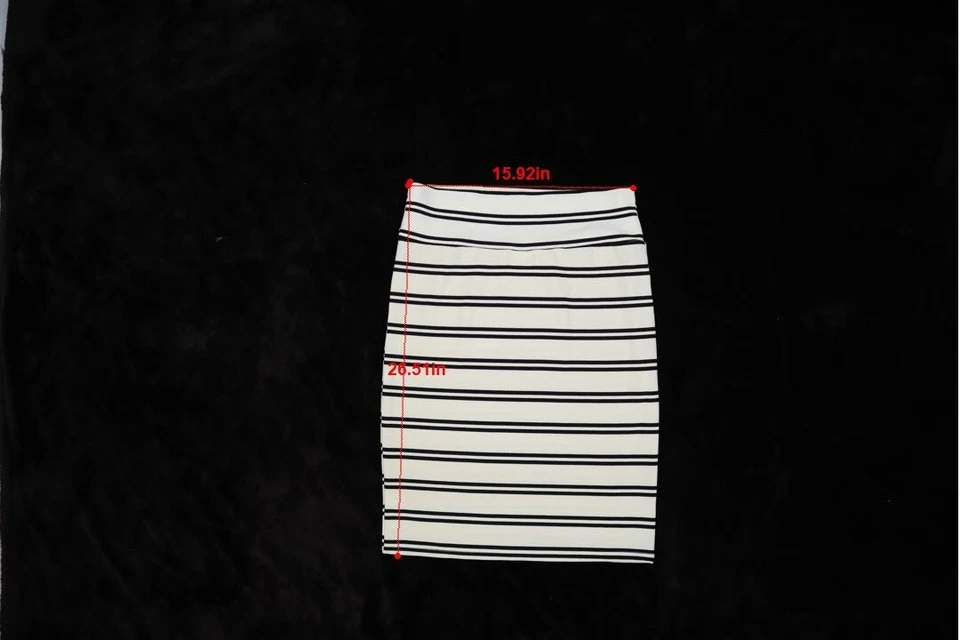 Falda lápiz elástica Lularoe crema negra rayas para mujer XL Foto 4 de 4