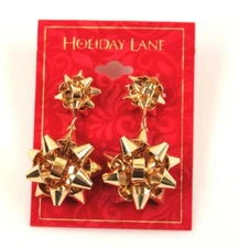 Holiday Lane Gold-Tone Bow Drop Earrings