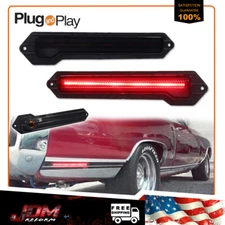 For 1970-1972 Chevry Monte Carlo Smoke Red LED Rear Bumper Side Marker Lights 2X