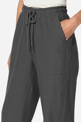 TheMogan S~3X Drawstring High Waist Cuffed Hem Soft Stretch Cotton Twill Pants - Picture 25 of 44