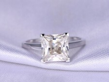 2.00 Ct Princess Real Moissanite Engagement Wedding Ring 950 Platinum Size 5
