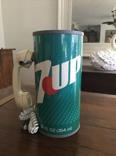 RARE ancien SODA CANETTE téléphone Paul Nelson 7 UP 12 3/4"