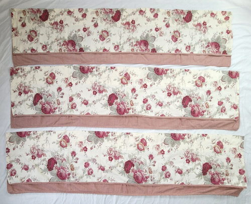 6 Waverly Norfolk Rose Gingham Layered Valances Floral 67x18 Rod Pocket Cottage - Picture 5 of 14