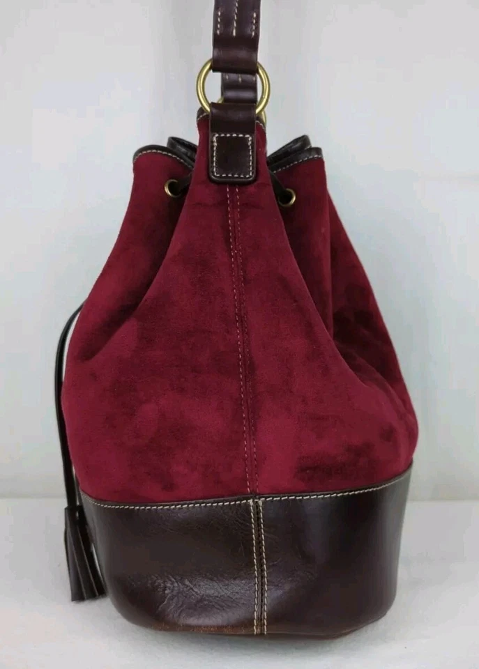 Lands End Bucket Bag Purse Soft Faux-Suede-Polyester Leather-Trim (No Pockets) - Image 4 of 4