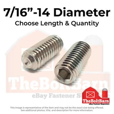 7/16"-14 Stainless Steel Cup Point Allen Socket Set Screw (Choose Length & Qty)