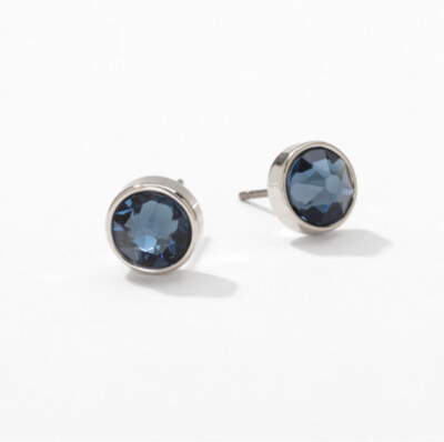  Touchstone Crystal Earrings Post Blue Rhodium New Condition