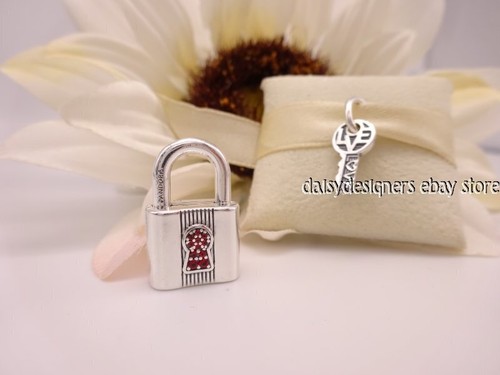 NEW Authentic Pandora Padlock & Heart Key 2 Charm 790088C02 RETIRED - Picture 2 of 4