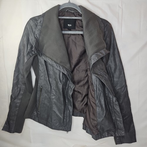 Mossimo Women’s Faux Leather Moto Jacket W/ Ribbed Insets, Small Elegant Jacket - Picture 7 of 18