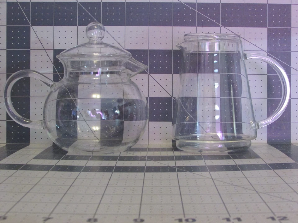 TWO Glass Teapots, Tea For One, Two Cups Teapot, Vintage? Pyrex? Tea Forte? - Image 2 of 4