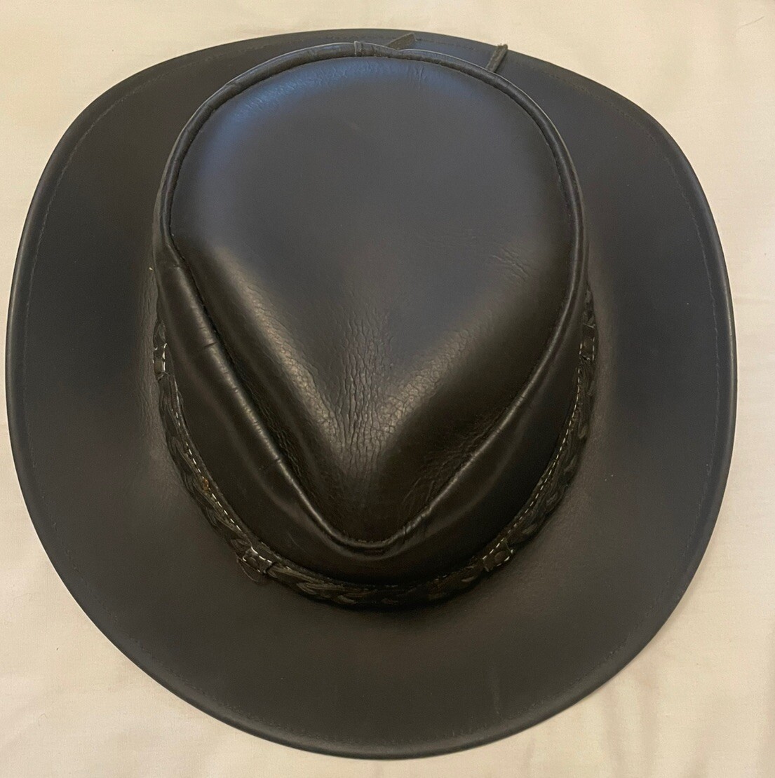 Conner Handmade Leather Down Under Hat Black XL Style A1001-4 Crocodile  Dundee