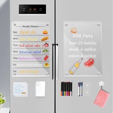 Acrylic Magnetic Calendar For Fridge 2-Pack Weekly Monthly W/ 8 Color Markers