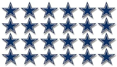 Sheet of 24: 1 inch Blue Star Shaped Stickers (team decal cowboy fan love decal)