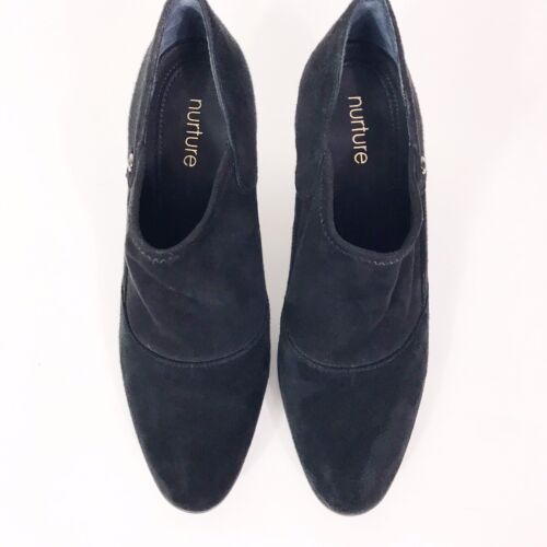 Nurture Black Suede Tobill Booties Slip On Stretch Comfort Orthotic Heel Size 7.5 - Imagen 3 de 9