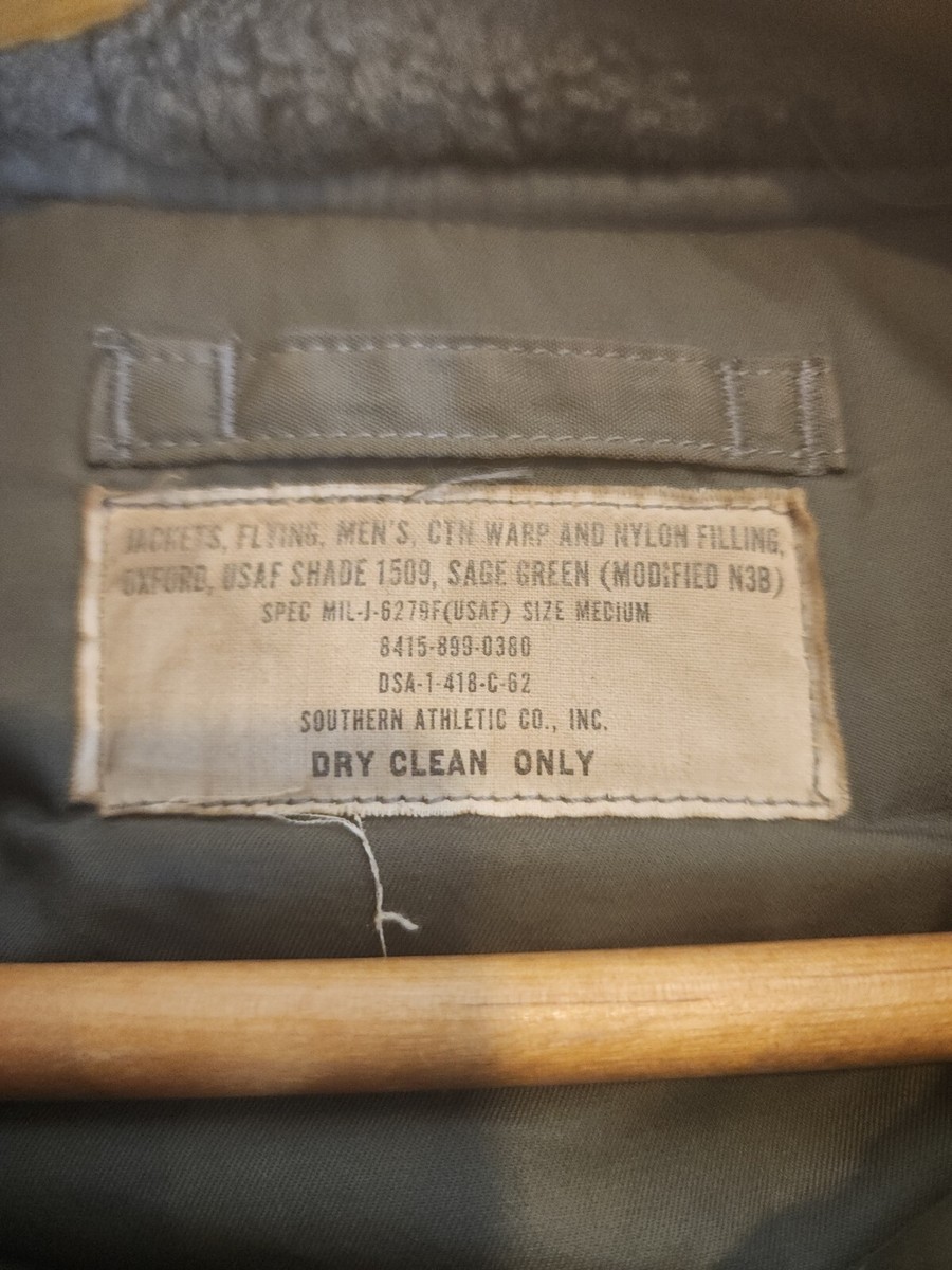 1962 USAF Type N-3B Modified Flying Jacket Parka Medium Sage 1962 USAF Type N-3B Modified Flying Jacket Parka Medium Sage