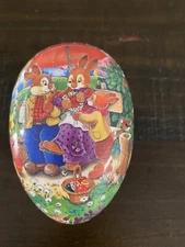 Nestler Made In Germany 4” Empty Paper Maché Easter Egg Family Picnic
