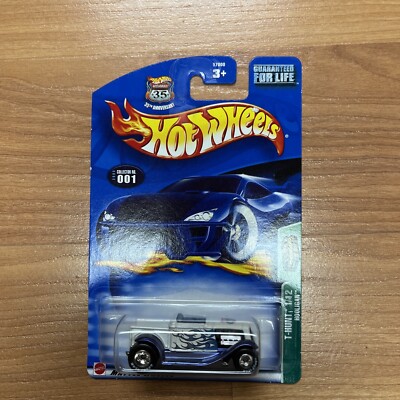 2003 Hot Wheels Treasure Hunt Hooligan White w/ Blue Flames #1/12 Real Riders