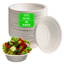 Bagasse Bowls 12 oz (350 ml) Disposable Party Round Catering Biodegradable