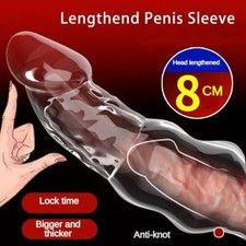 Penis Sleeve Extender Scrotum Stretcher Enhancer Reuse Condom Reusable Cock Ring