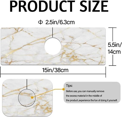Marble White Kitchen Sink Faucet Mat Splash Guard, Absorbent Quick-Dry Kit 2PCS