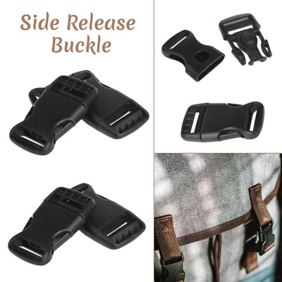 Black Delrin Plastic Side Release Fasteners Buckle Clip Webbing Bag Straps
